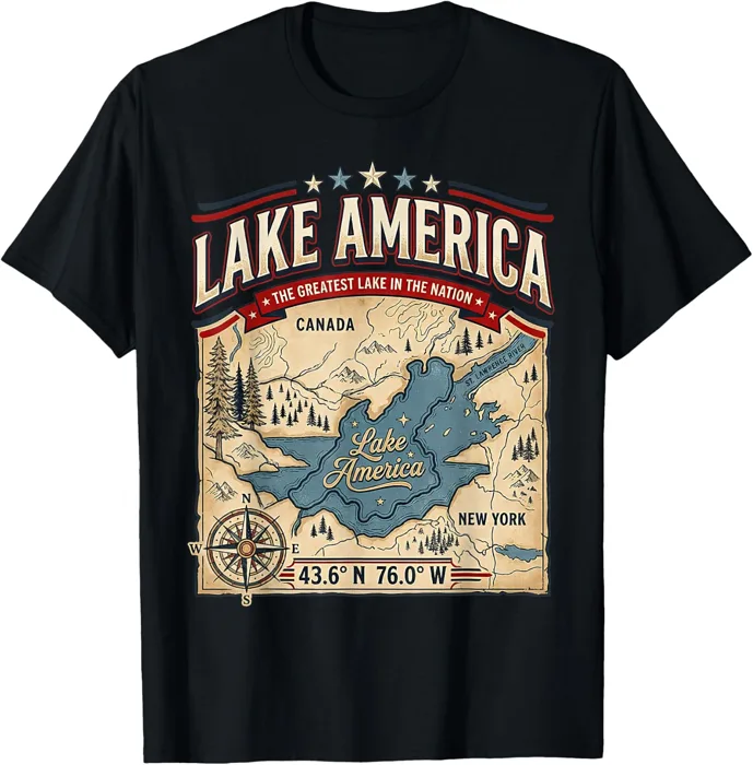 Lake America Vintage Map T-Shirt